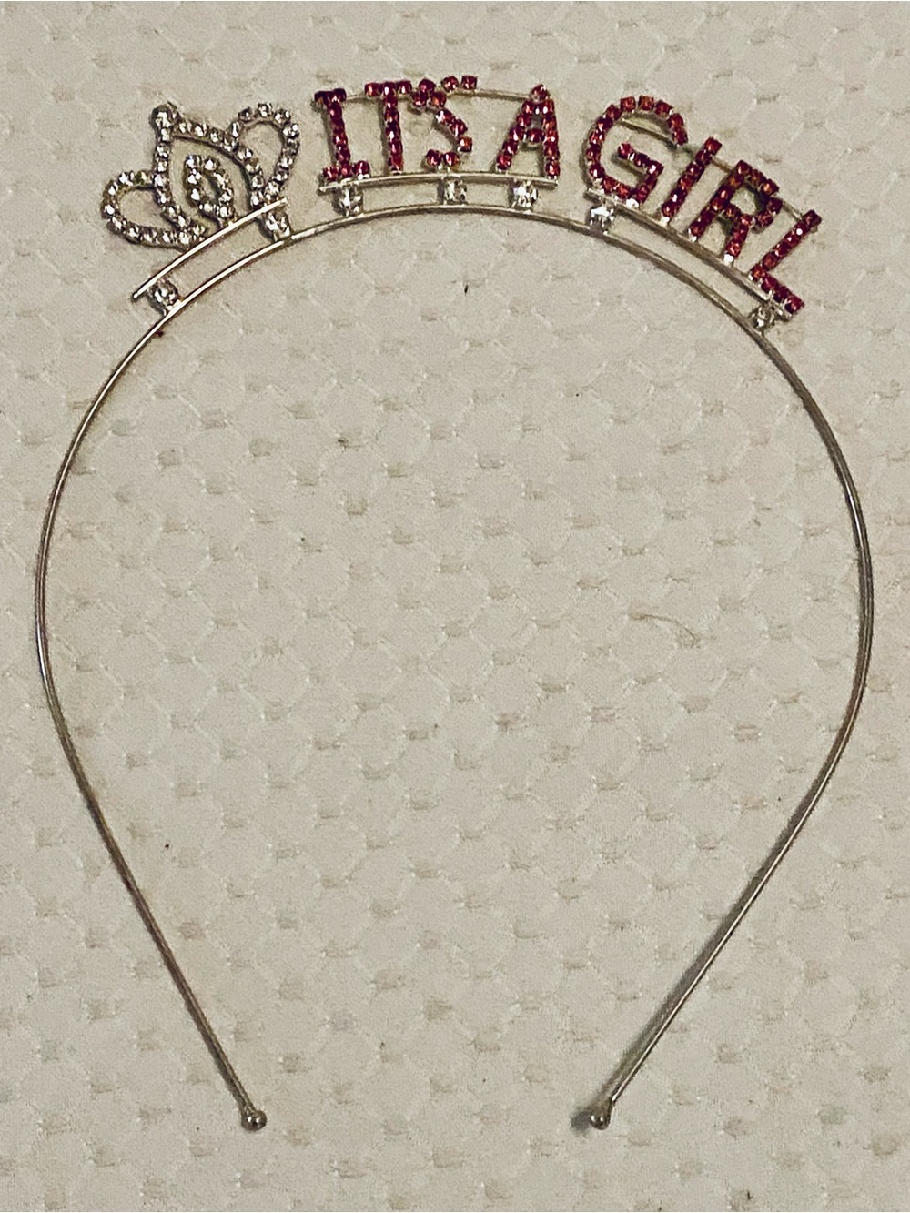 'It's a Girl' Pink Rhinestone Headband, Excellent Condition
